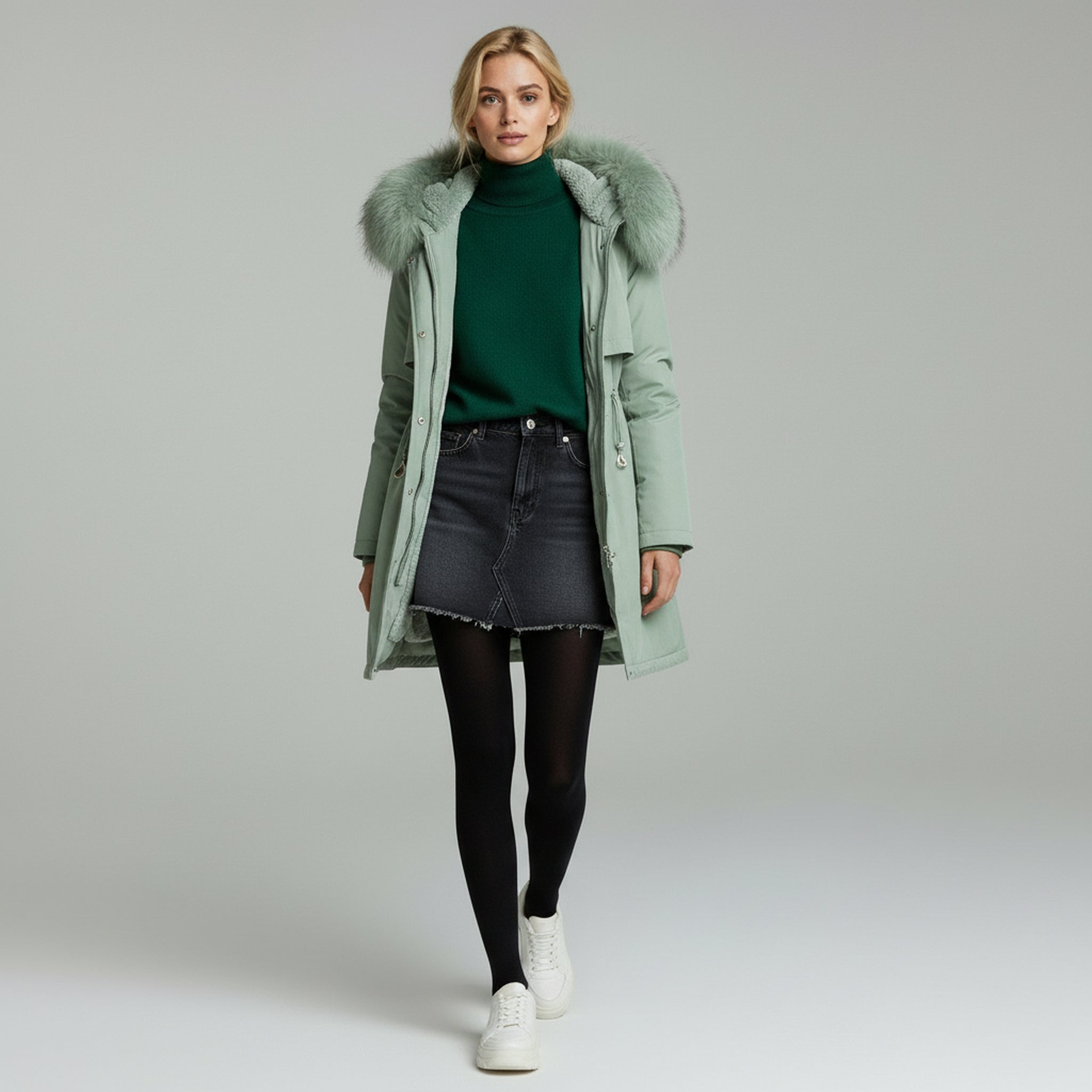 Parka acolchada con cuello de piel sintética: elegante abrigo de invierno para mujer 2