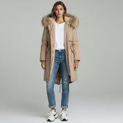 Parka acolchada con cuello de piel sintética: elegante abrigo de invierno para mujer 3