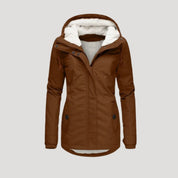 Parka de invierno con forro polar y capucha para clima frío 3