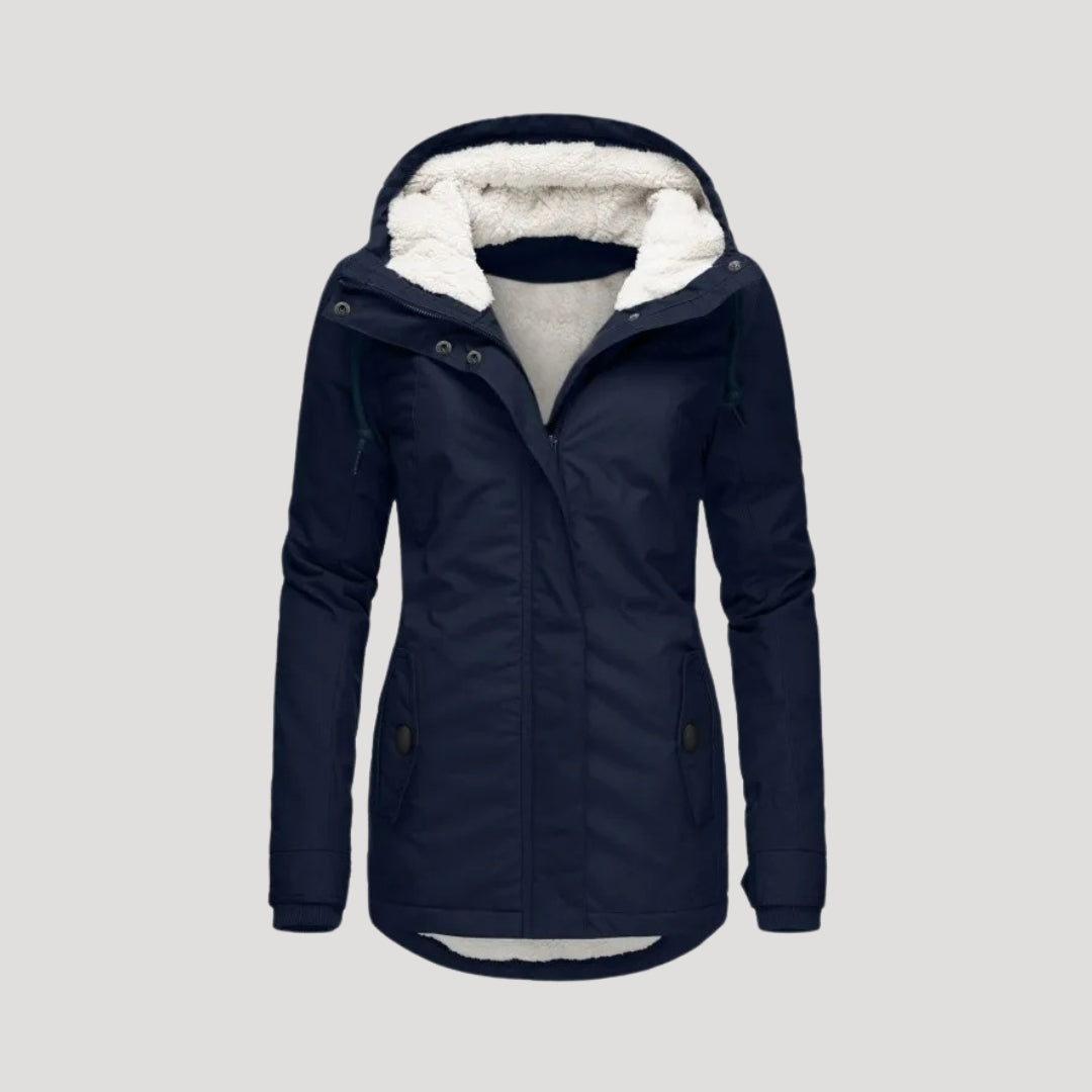 Parka de invierno con forro polar y capucha para clima frío 5