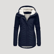 Parka de invierno con forro polar y capucha para clima frío 5