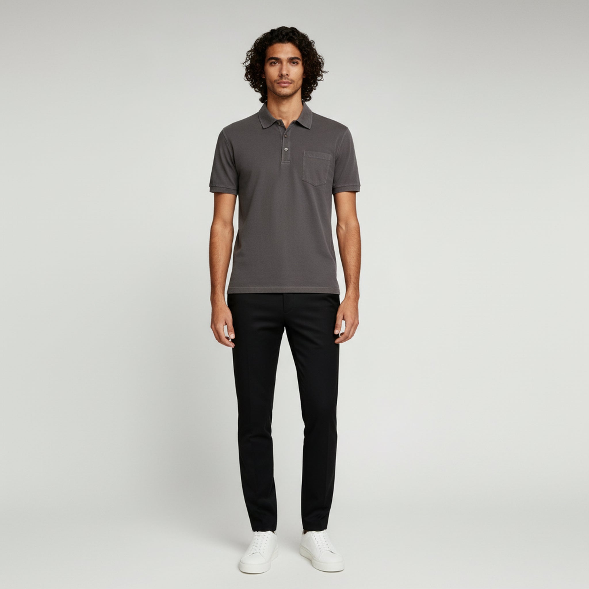 Polo de lino de manga corta, ligero y de verano 1