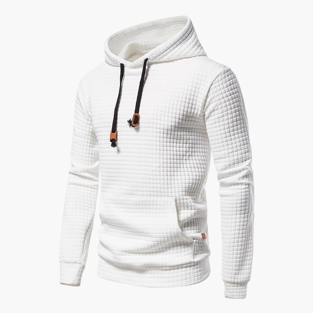 Sudadera con capucha para hombre – Textura acolchada – Corte informal blanco 0