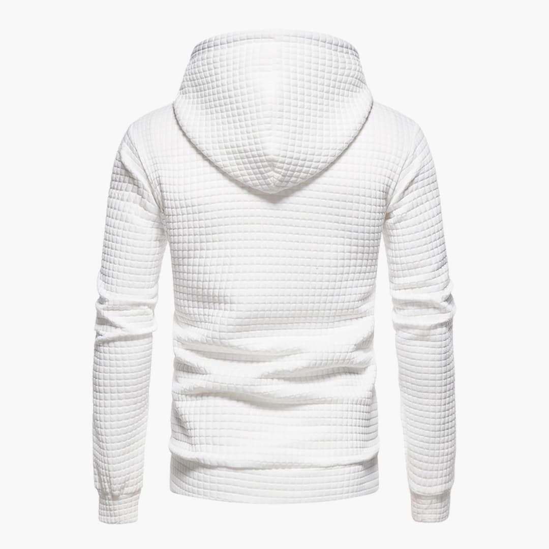 Sudadera con capucha para hombre – Textura acolchada – Corte informal blanco 2