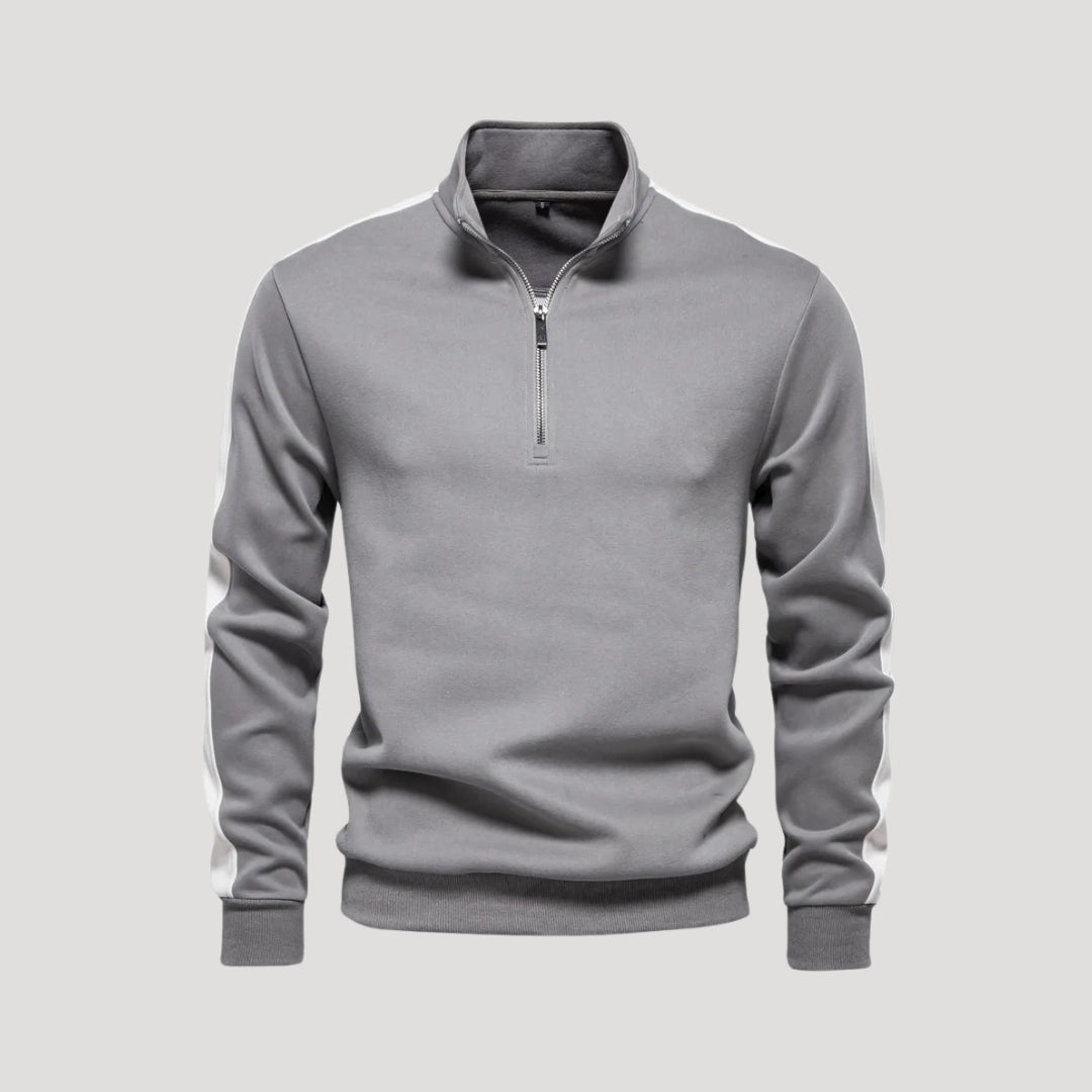 Sudadera con cremallera de un cuarto para hombre - Corte deportivo - Detalle en contraste en las mangas 0