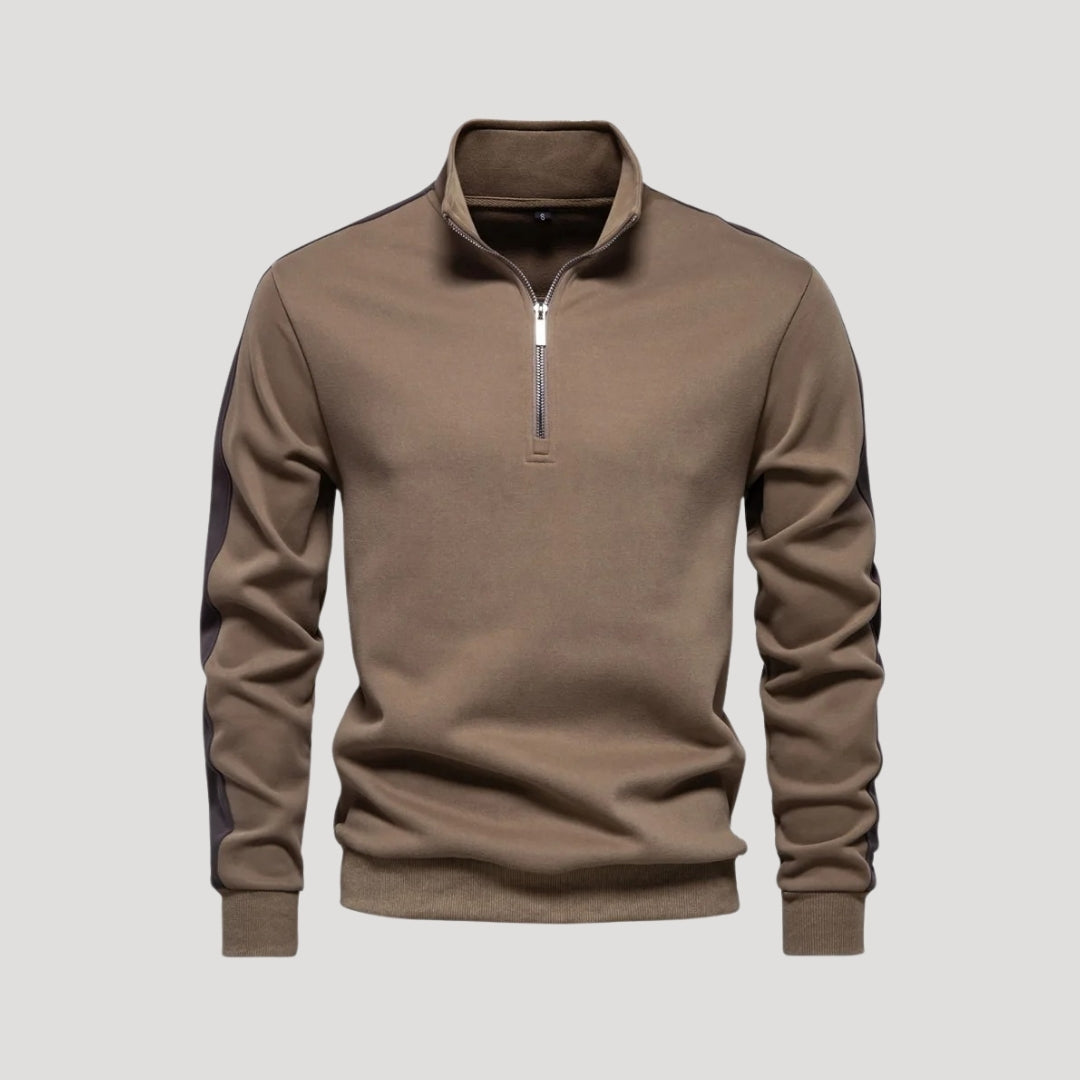 Sudadera con cremallera de un cuarto para hombre - Corte deportivo - Detalle en contraste en las mangas 10