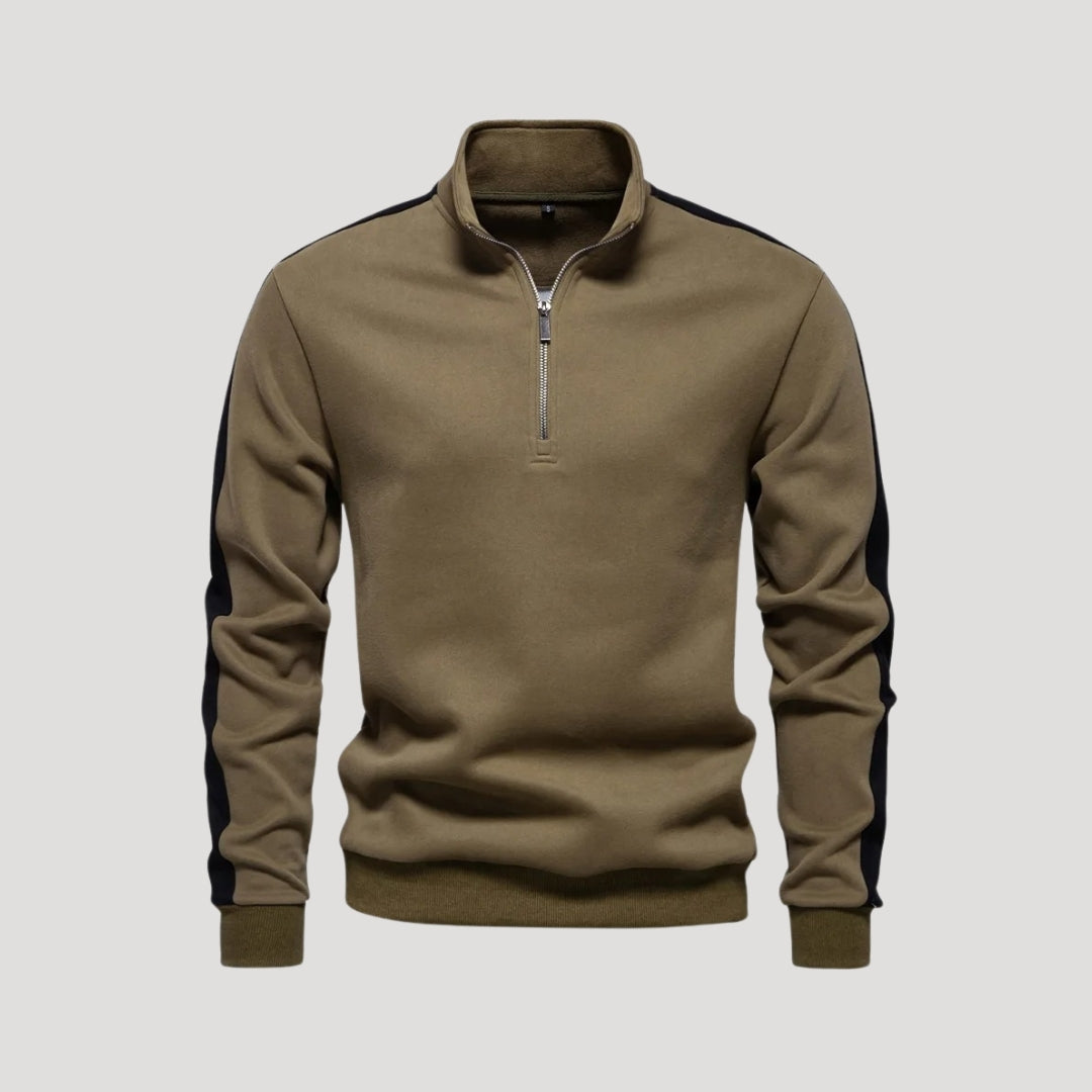 Sudadera con cremallera de un cuarto para hombre - Corte deportivo - Detalle en contraste en las mangas 11