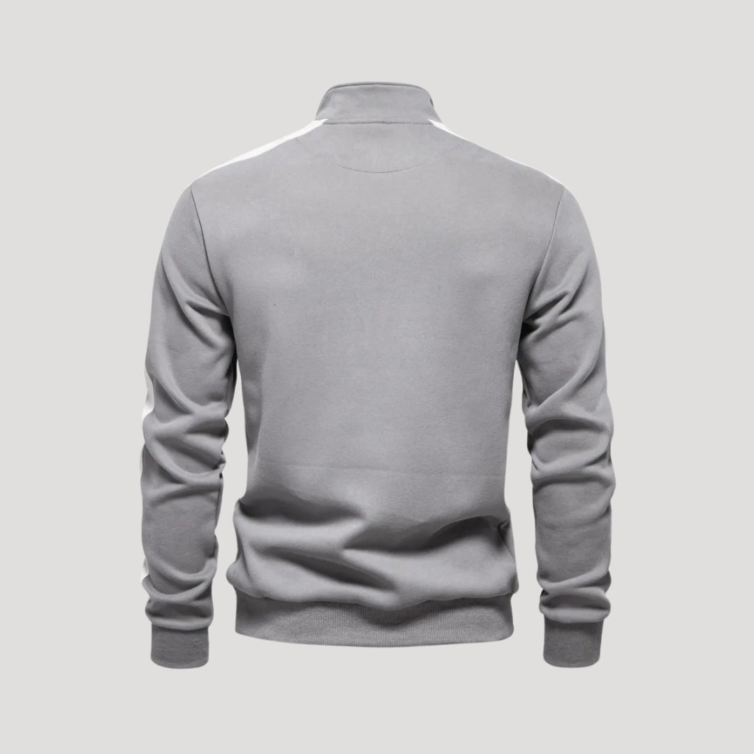 Sudadera con cremallera de un cuarto para hombre - Corte deportivo - Detalle en contraste en las mangas 2