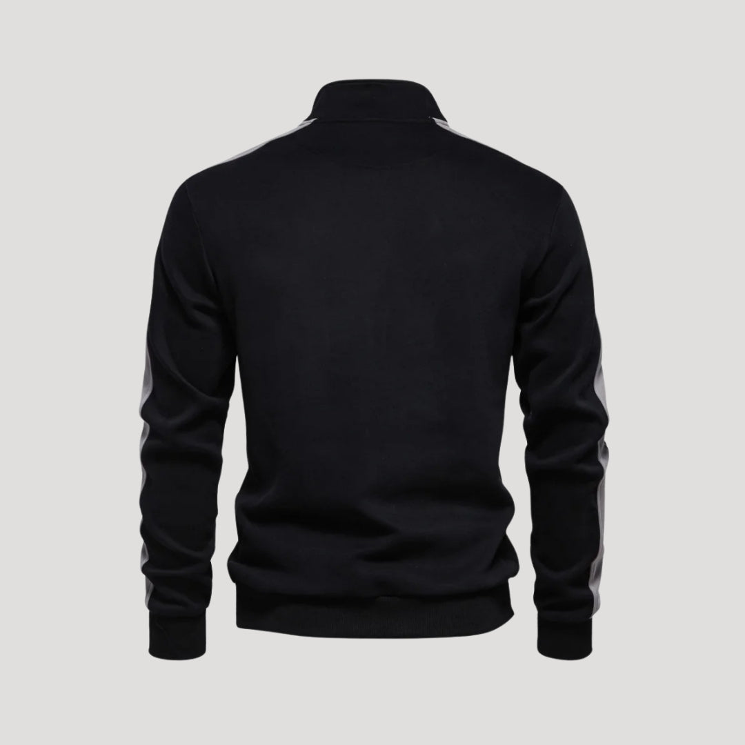 Sudadera con cremallera de un cuarto para hombre - Corte deportivo - Detalle en contraste en las mangas 3
