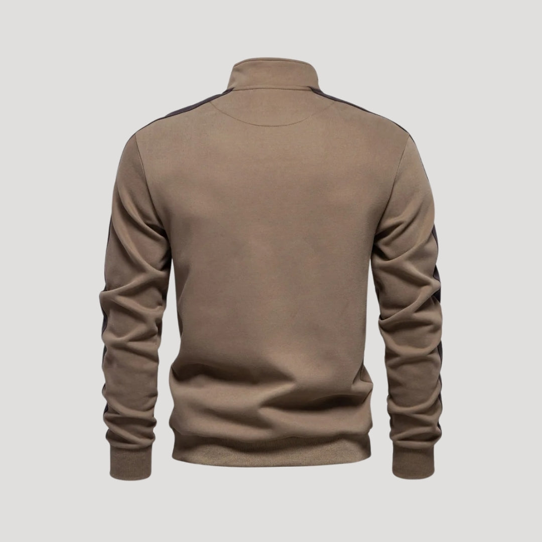 Sudadera con cremallera de un cuarto para hombre - Corte deportivo - Detalle en contraste en las mangas 5