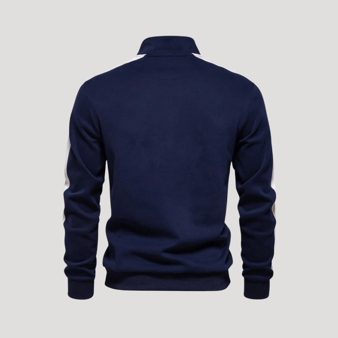 Sudadera con cremallera de un cuarto para hombre - Corte deportivo - Detalle en contraste en las mangas 7