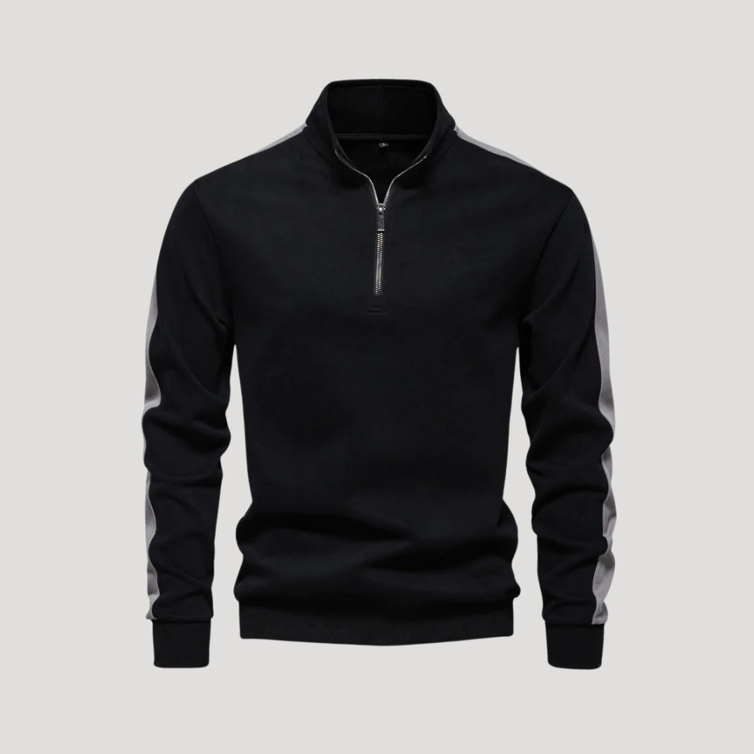 Sudadera con cremallera de un cuarto para hombre - Corte deportivo - Detalle en contraste en las mangas 9