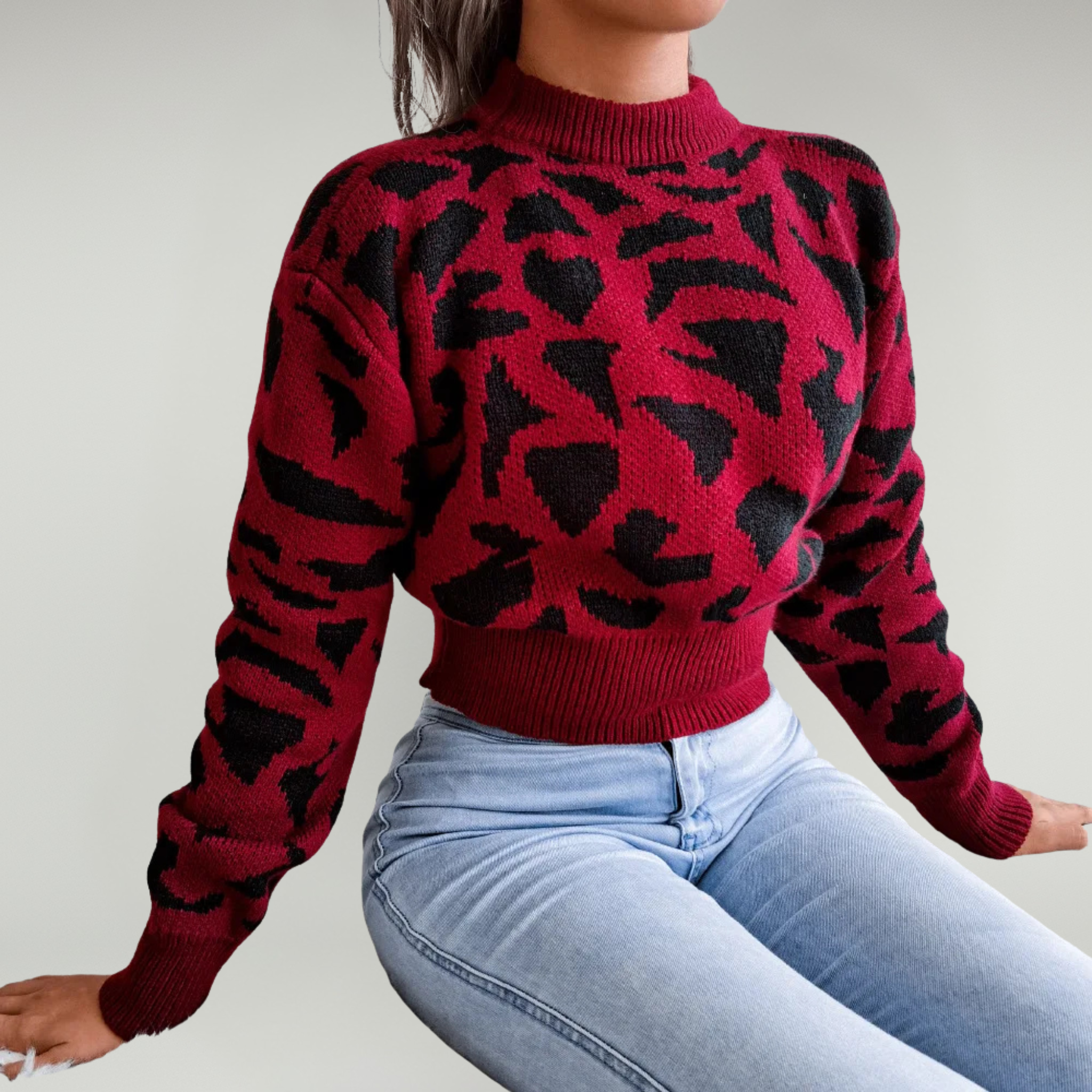 Suéter con estampado de leopardo – Punto acogedor – Look casual de otoño 2