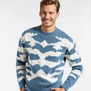 Suéter de cuello redondo con estampado de nubes y tejido suave con estilo urbano 0