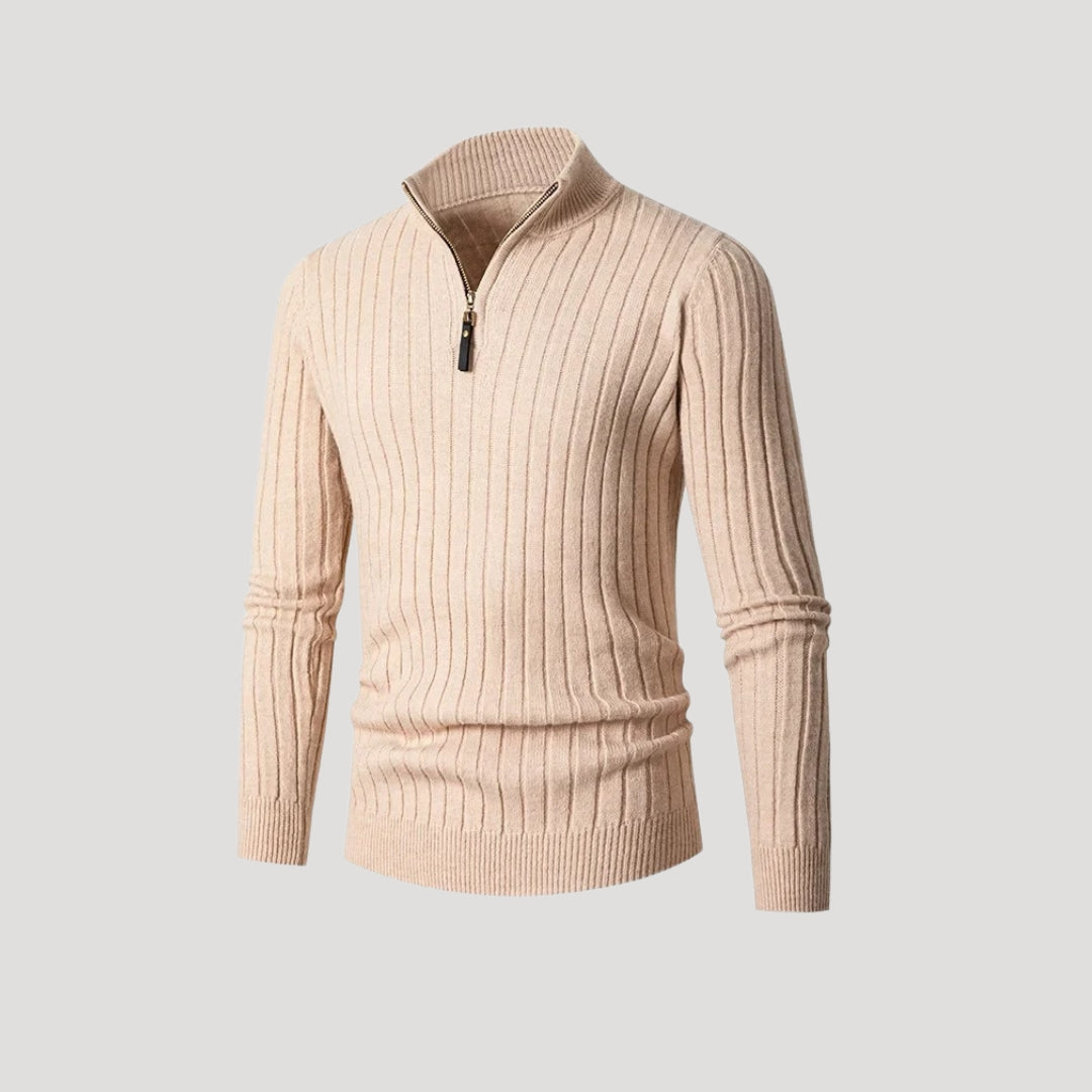 Suéter de punto acanalado para hombre, con media cremallera, estilo elegante para el invierno 3
