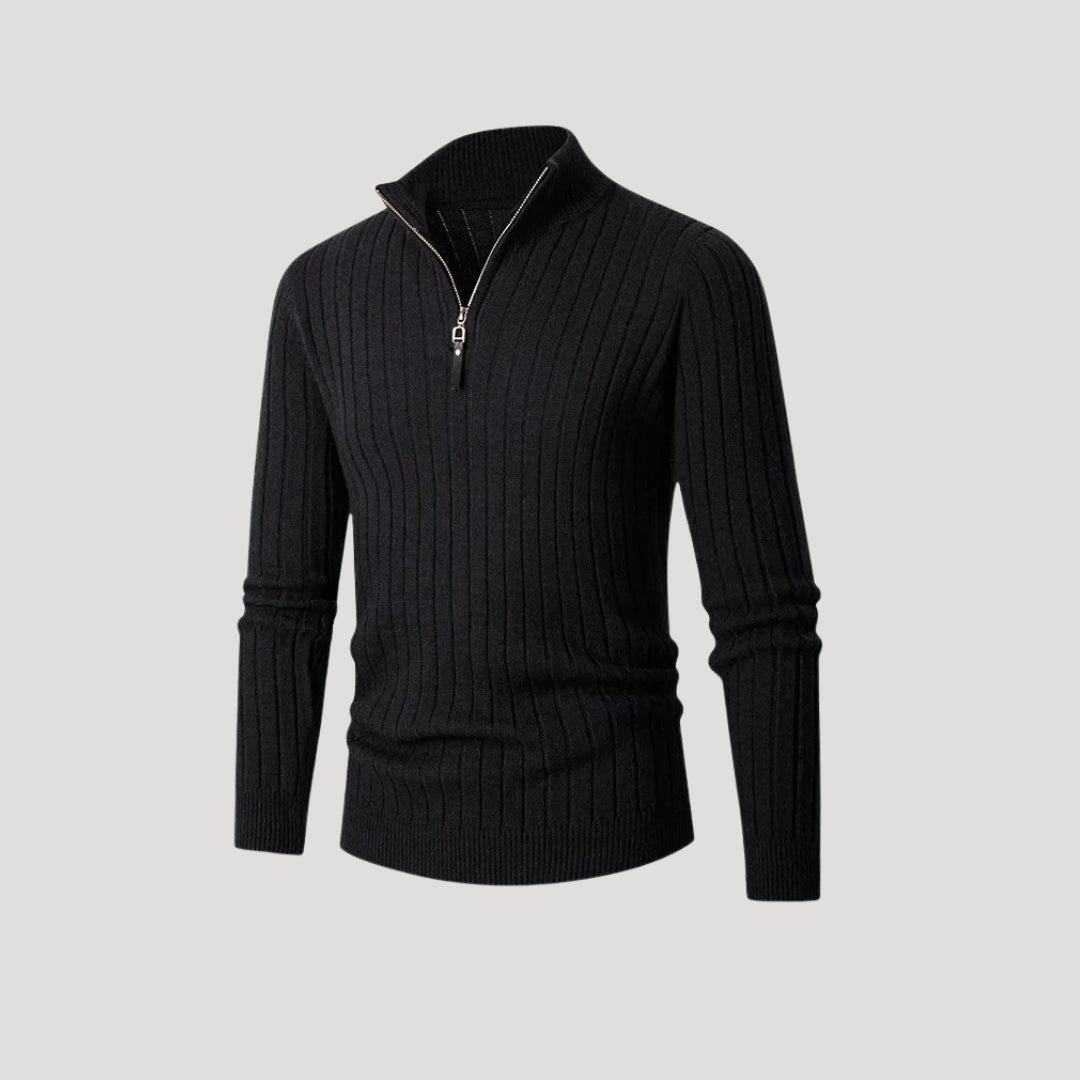 Suéter de punto acanalado para hombre, con media cremallera, estilo elegante para el invierno 4