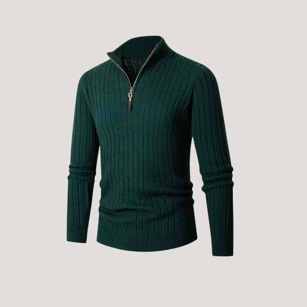 Suéter de punto acanalado para hombre, con media cremallera, estilo elegante para el invierno 5