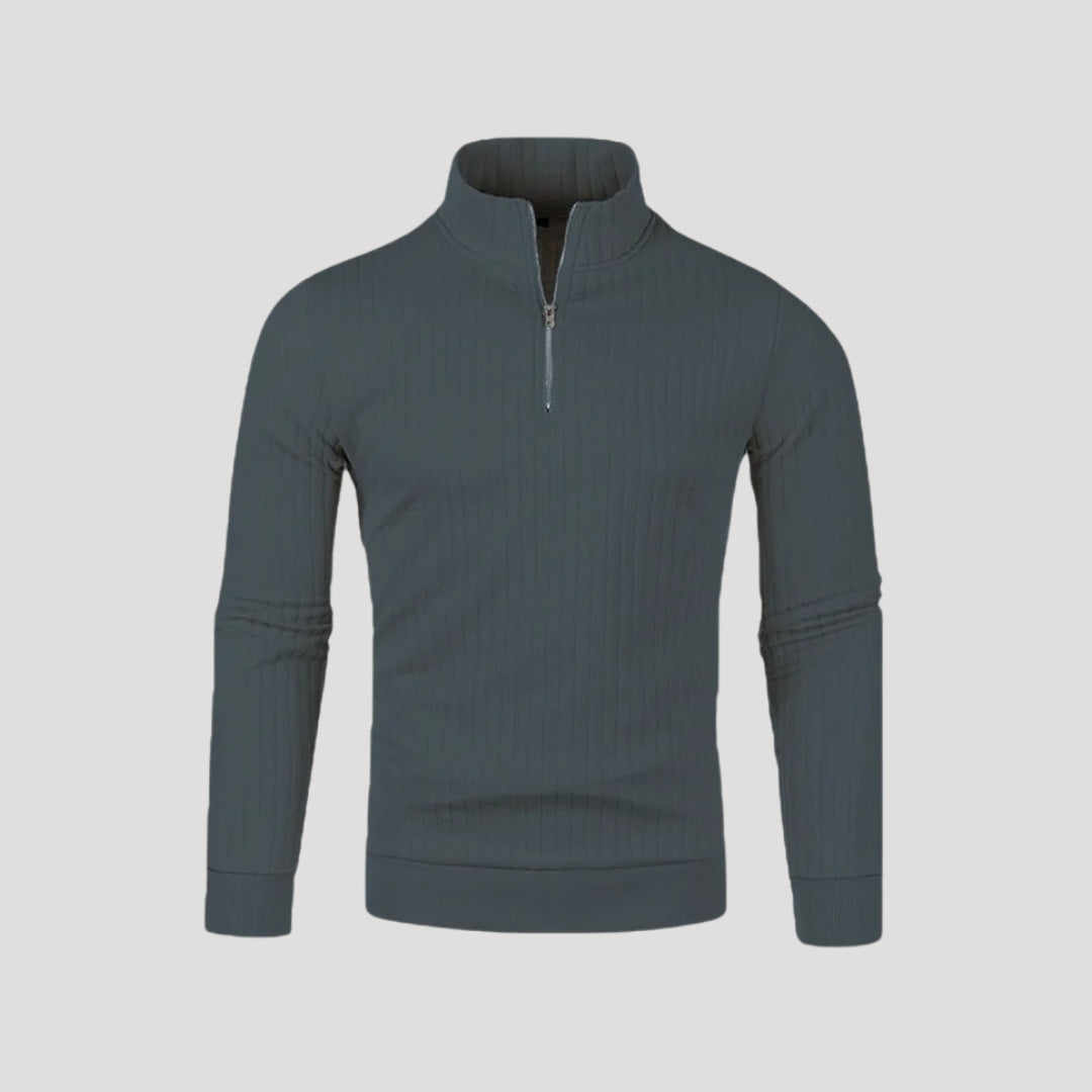 Suéter de punto acanalado para hombre, con media cremallera, para un estilo informal elegante 1
