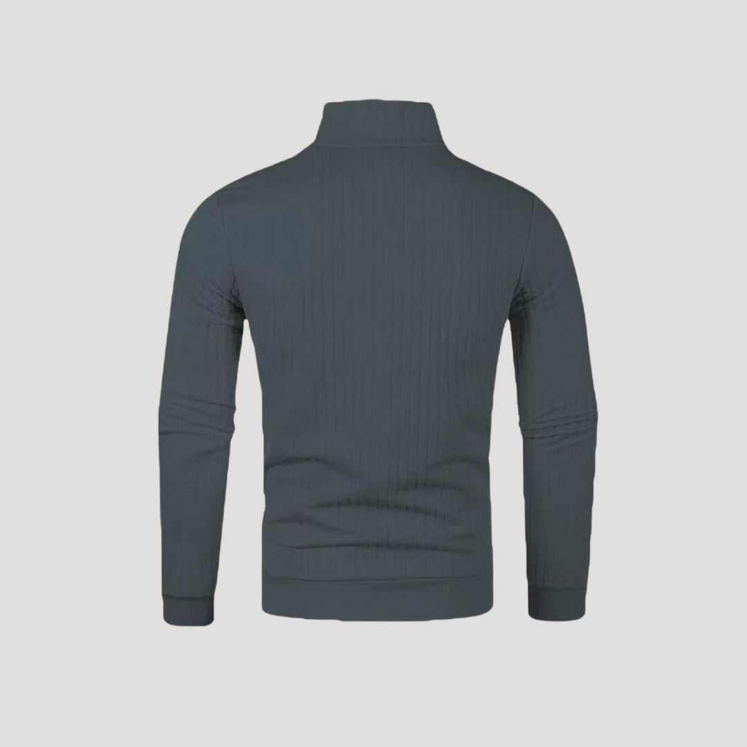 Suéter de punto acanalado para hombre, con media cremallera, para un estilo informal elegante 2