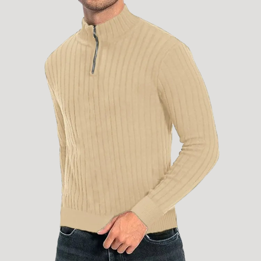 Suéter de punto acanalado para hombre, con media cremallera, para un estilo informal elegante 5