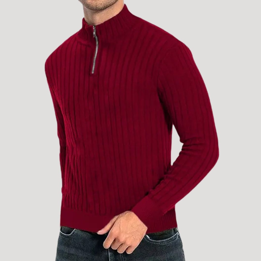 Suéter de punto acanalado para hombre, con media cremallera, para un estilo informal elegante 6