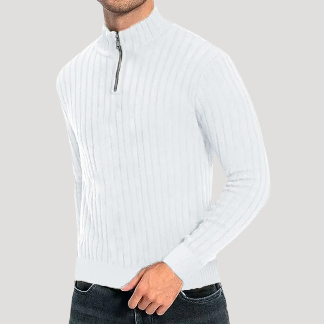 Suéter de punto acanalado para hombre, con media cremallera, para un estilo informal elegante 7