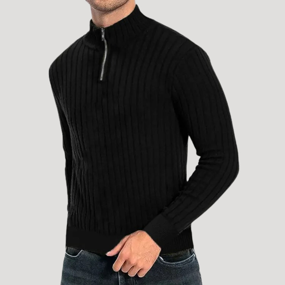 Suéter de punto acanalado para hombre, con media cremallera, para un estilo informal elegante 8