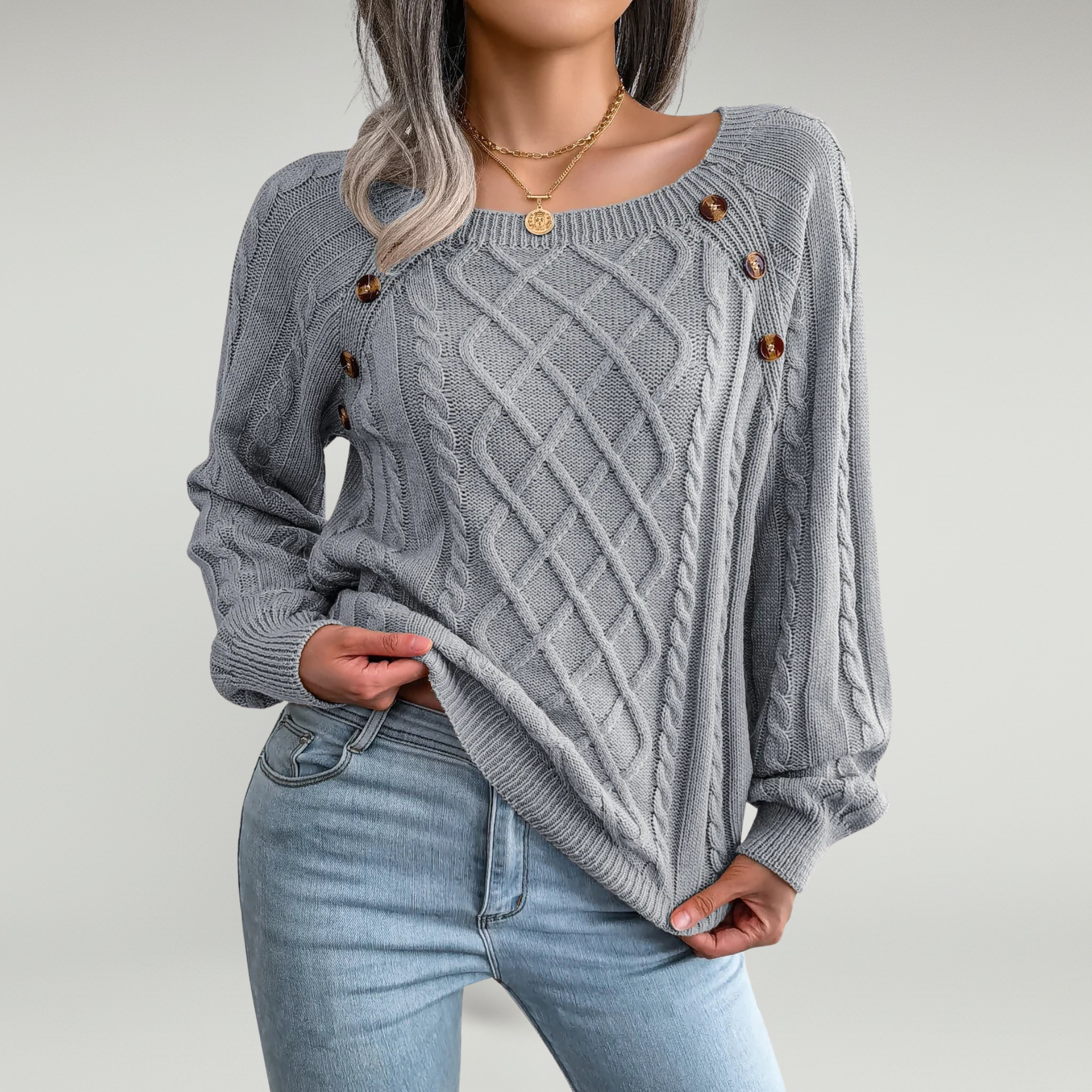 Suéter de punto con cuello cuadrado 0