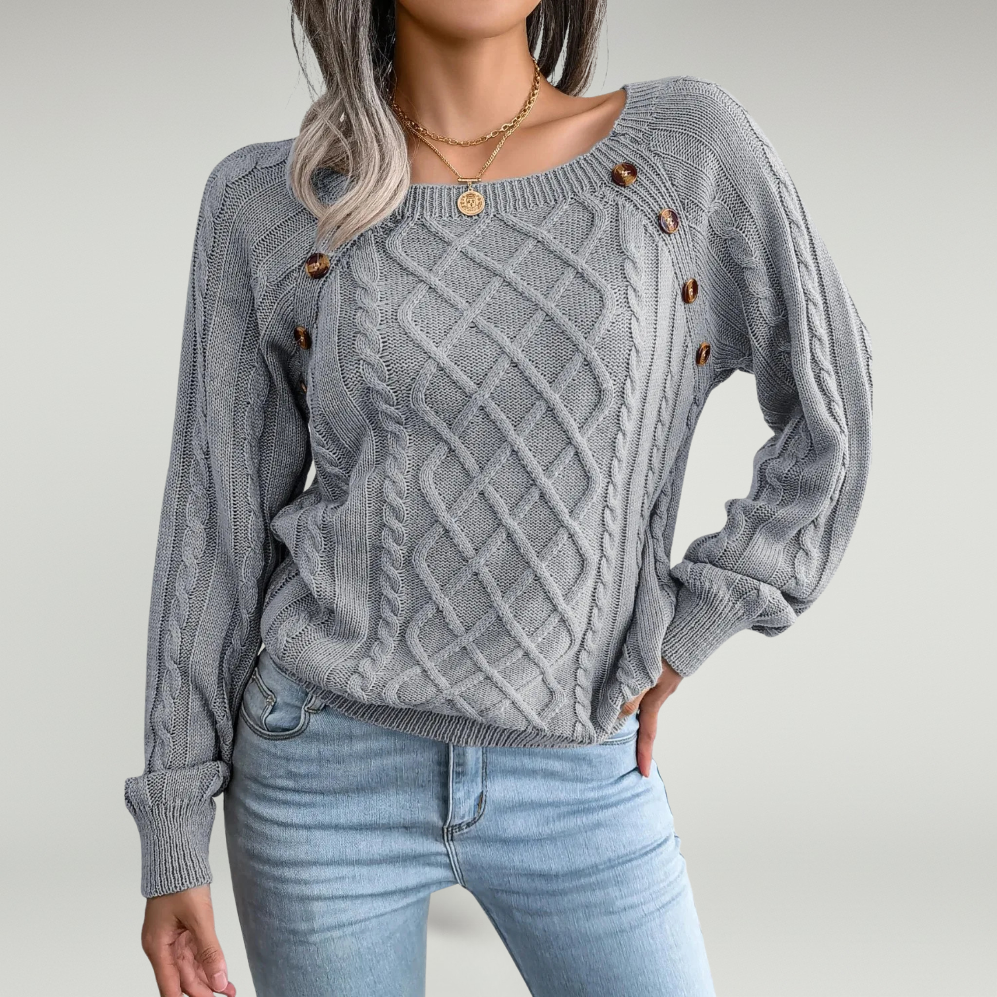 Suéter de punto con cuello cuadrado 2