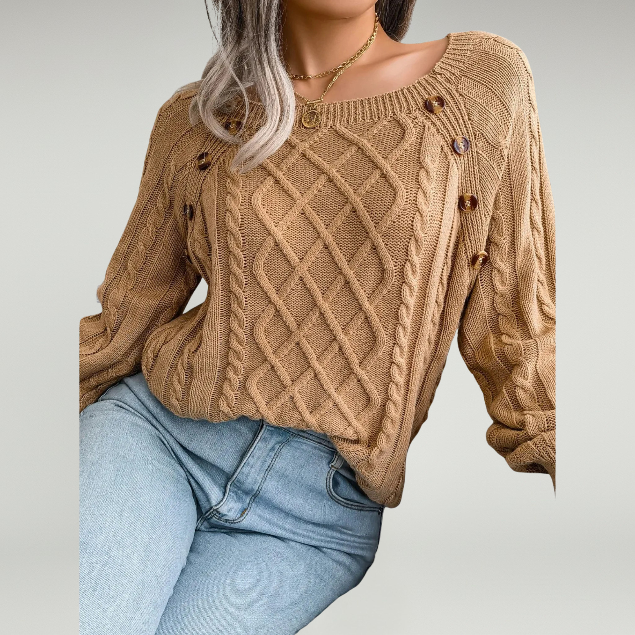 Suéter de punto con cuello cuadrado 4