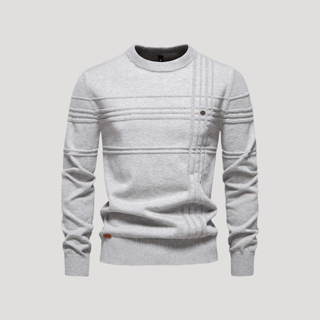 Suéter de punto de cuello redondo para hombre – Detalle texturizado – Look informal y elegante 0