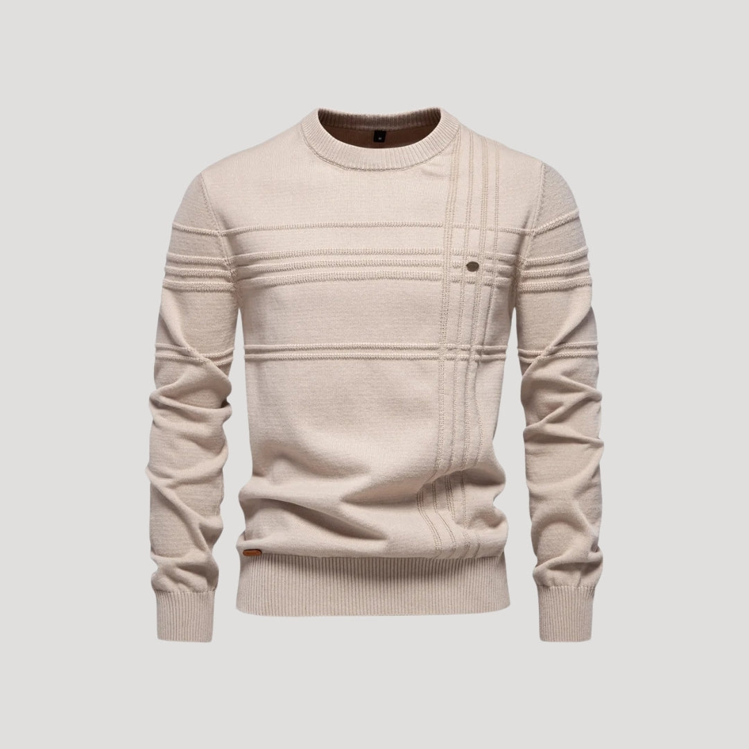 Suéter de punto de cuello redondo para hombre – Detalle texturizado – Look informal y elegante 10