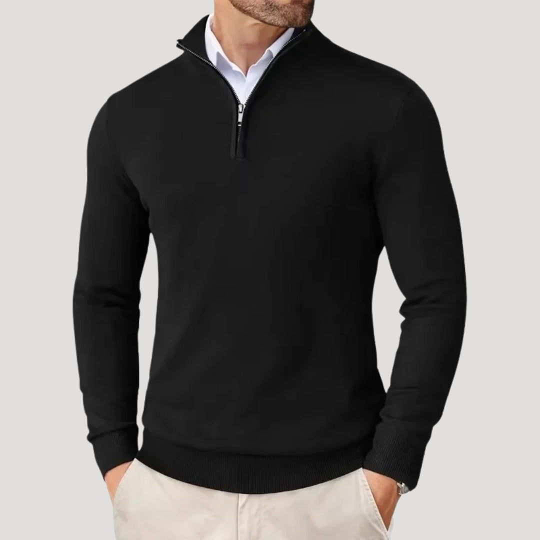 Suéter de punto para hombre – Cuello con media cremallera – Estilo informal elegante 1
