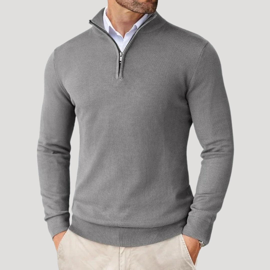 Suéter de punto para hombre – Cuello con media cremallera – Estilo informal elegante 4