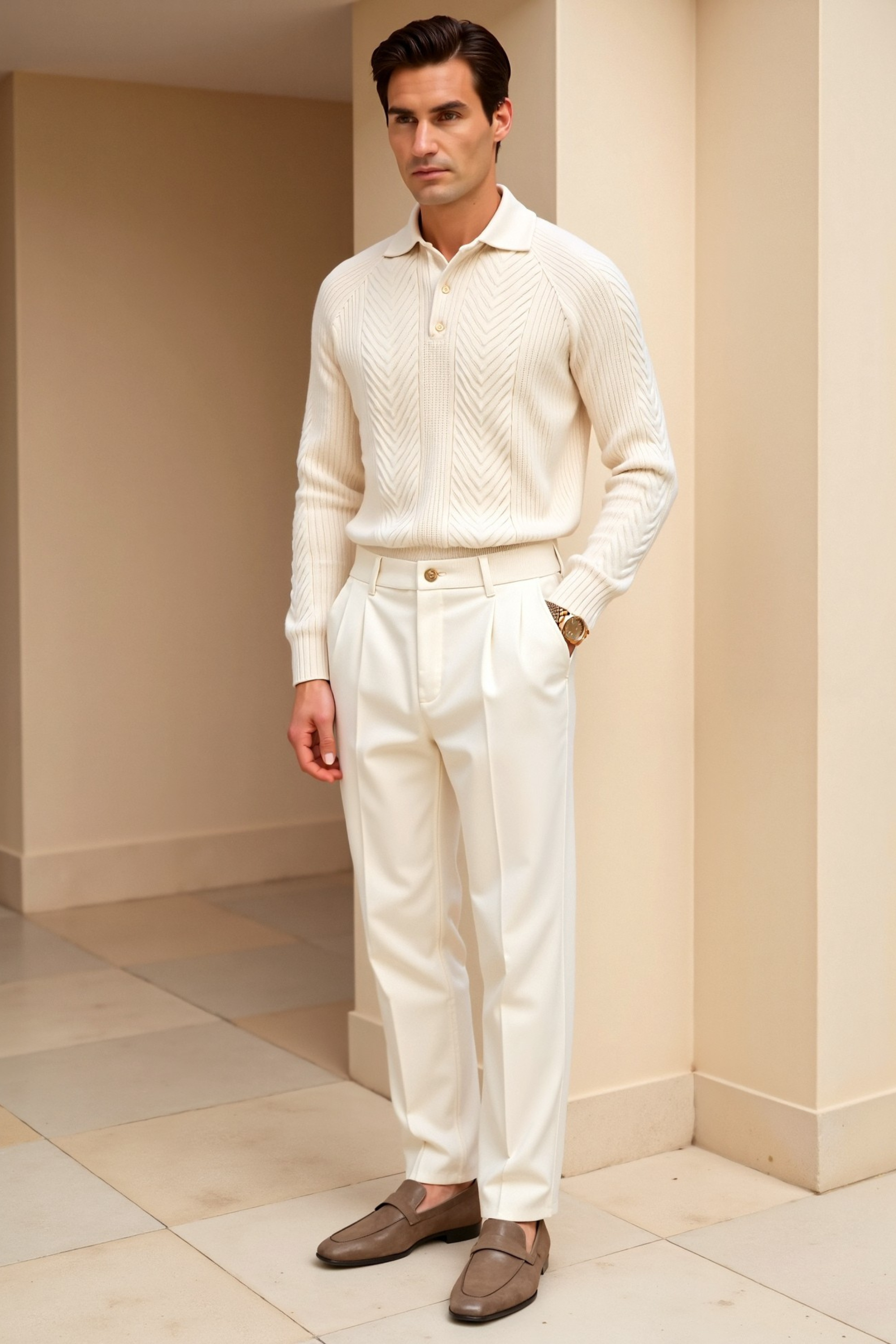 Suéter retro de manga larga para hombre 3