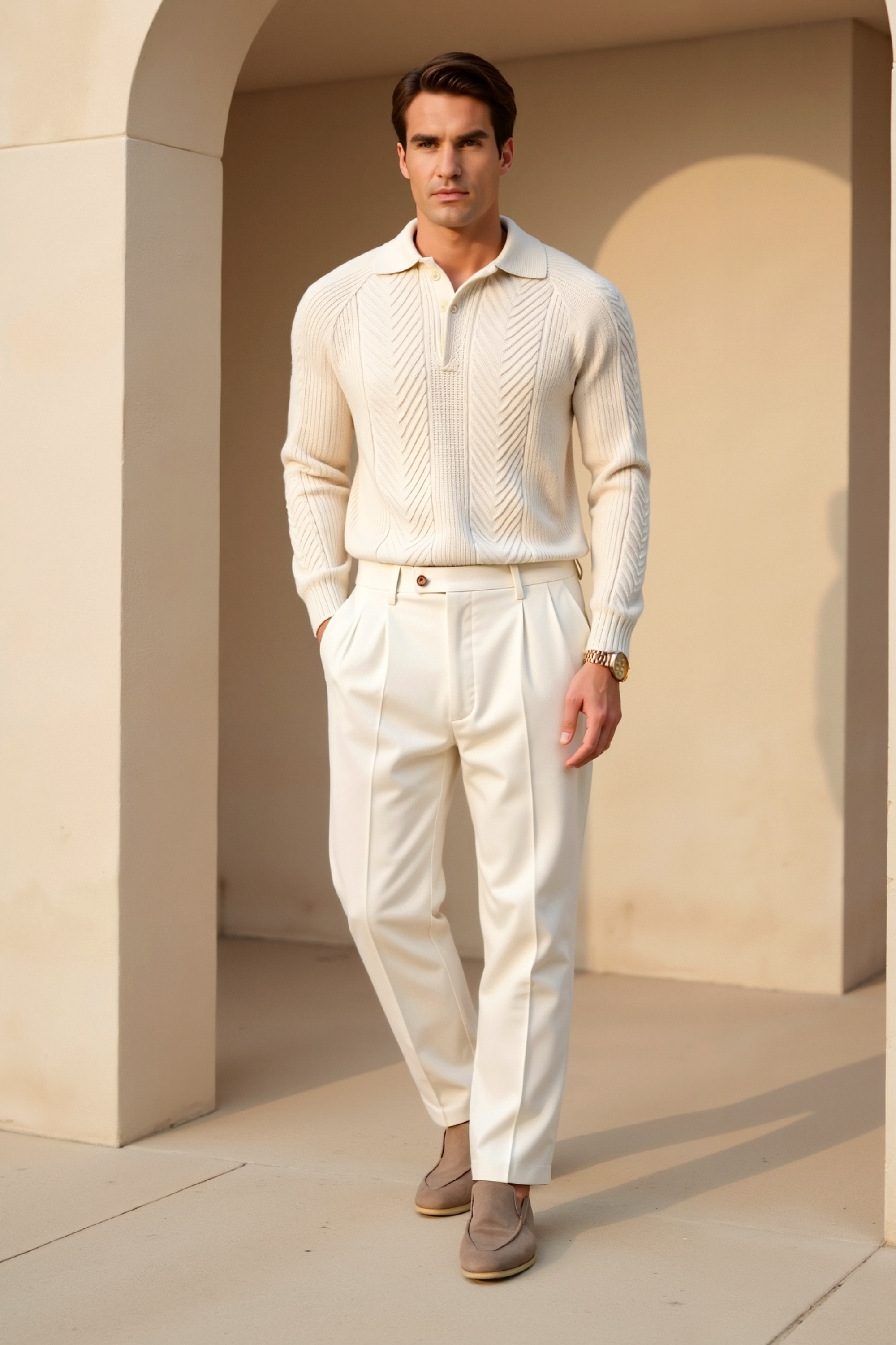 Suéter retro de manga larga para hombre 5