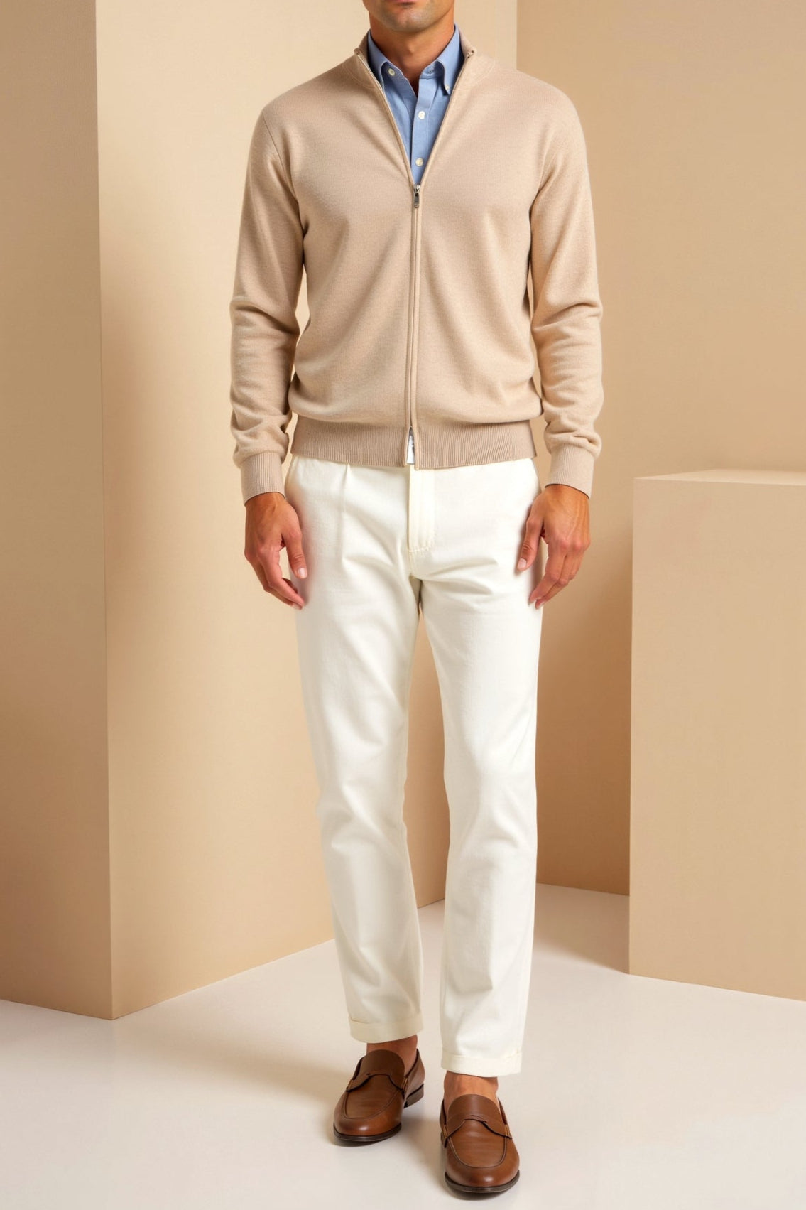 Suéter tipo cárdigan elegante y ajustado para hombre 8