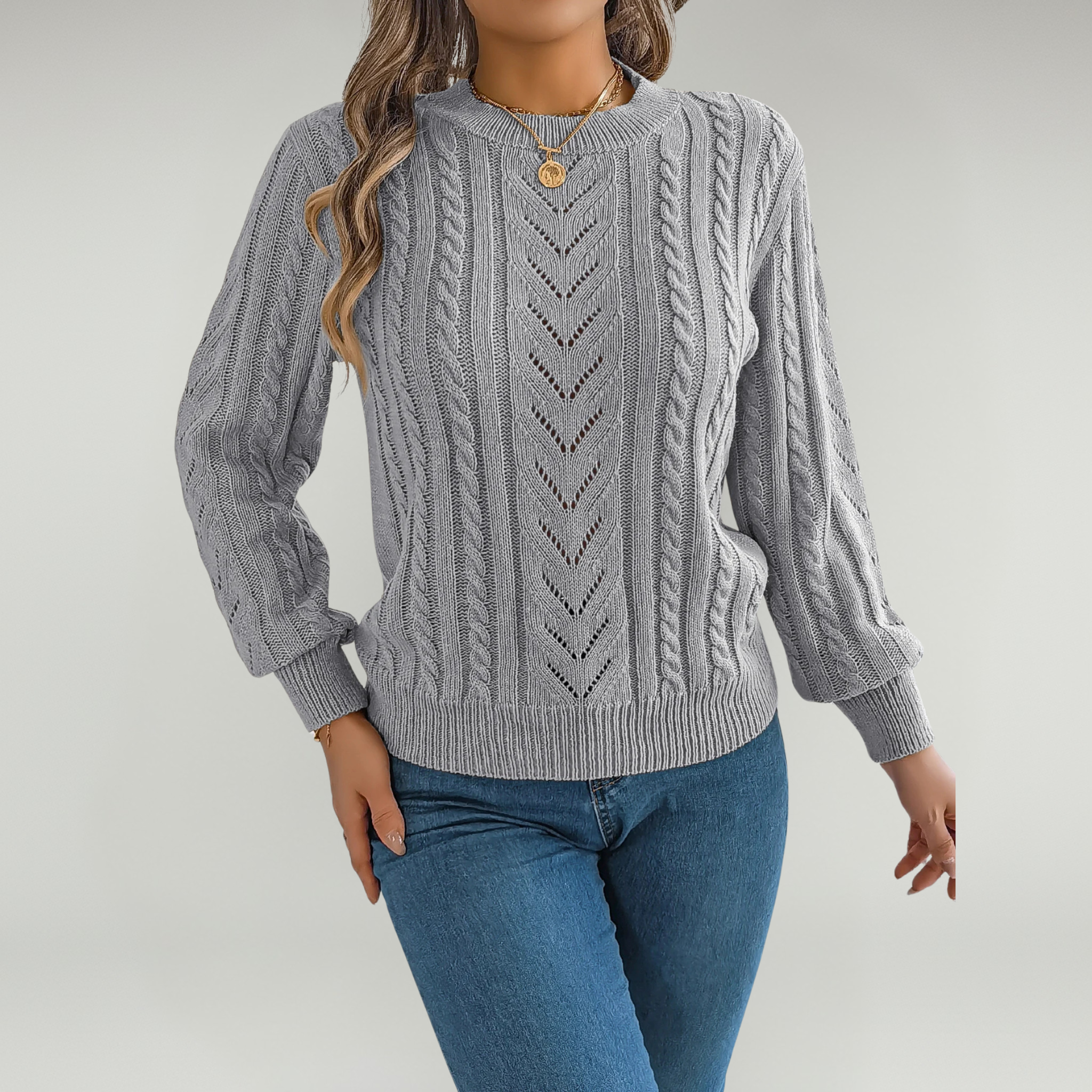 Suéter tipo jersey con diseño calado: prenda esencial y acogedora para el otoño 4