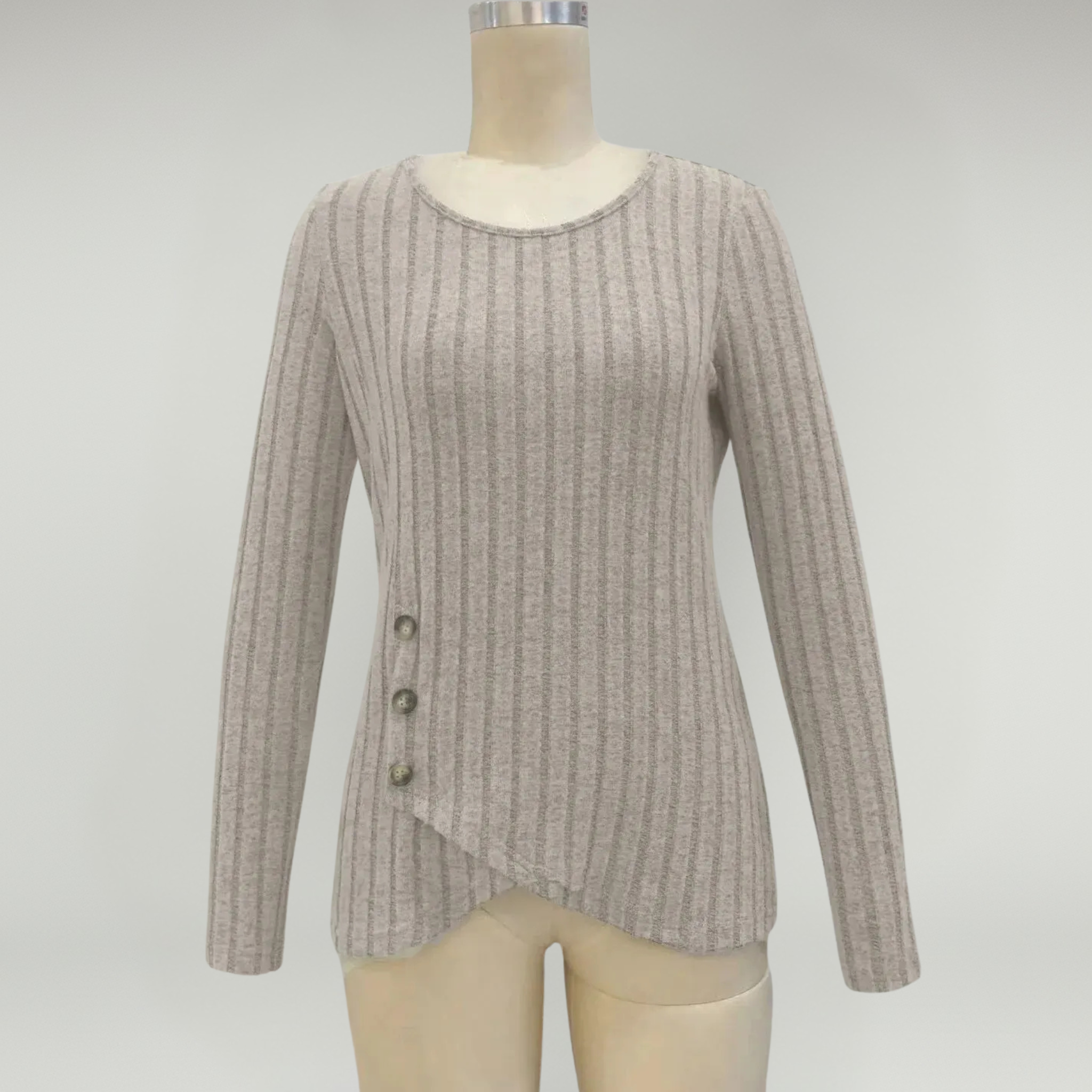 Top de manga larga con dobladillo irregular para un estilo casual y cotidiano. 6