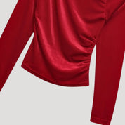 Top de terciopelo de un solo hombro para fiesta elegante 4