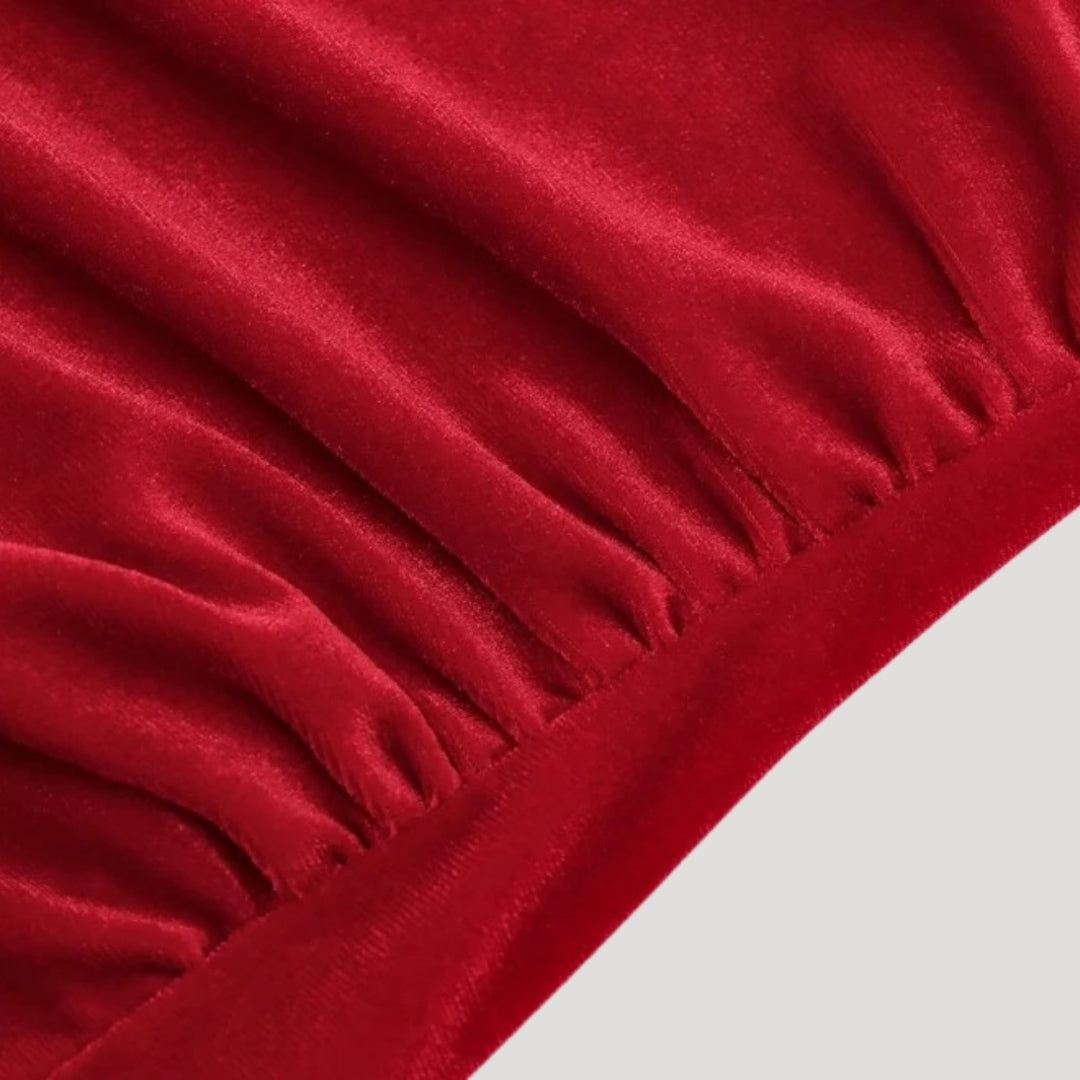 Top de terciopelo de un solo hombro para fiesta elegante 6