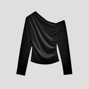 Top de terciopelo de un solo hombro para fiesta elegante 8