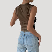 Top sin mangas - Cuello drapeado - Estilo informal de día a noche 2