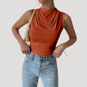 Top sin mangas - Cuello drapeado - Estilo informal de día a noche 3