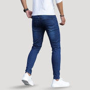 Vaqueros ajustados de alta elasticidad, denim cómodo azul intenso 3