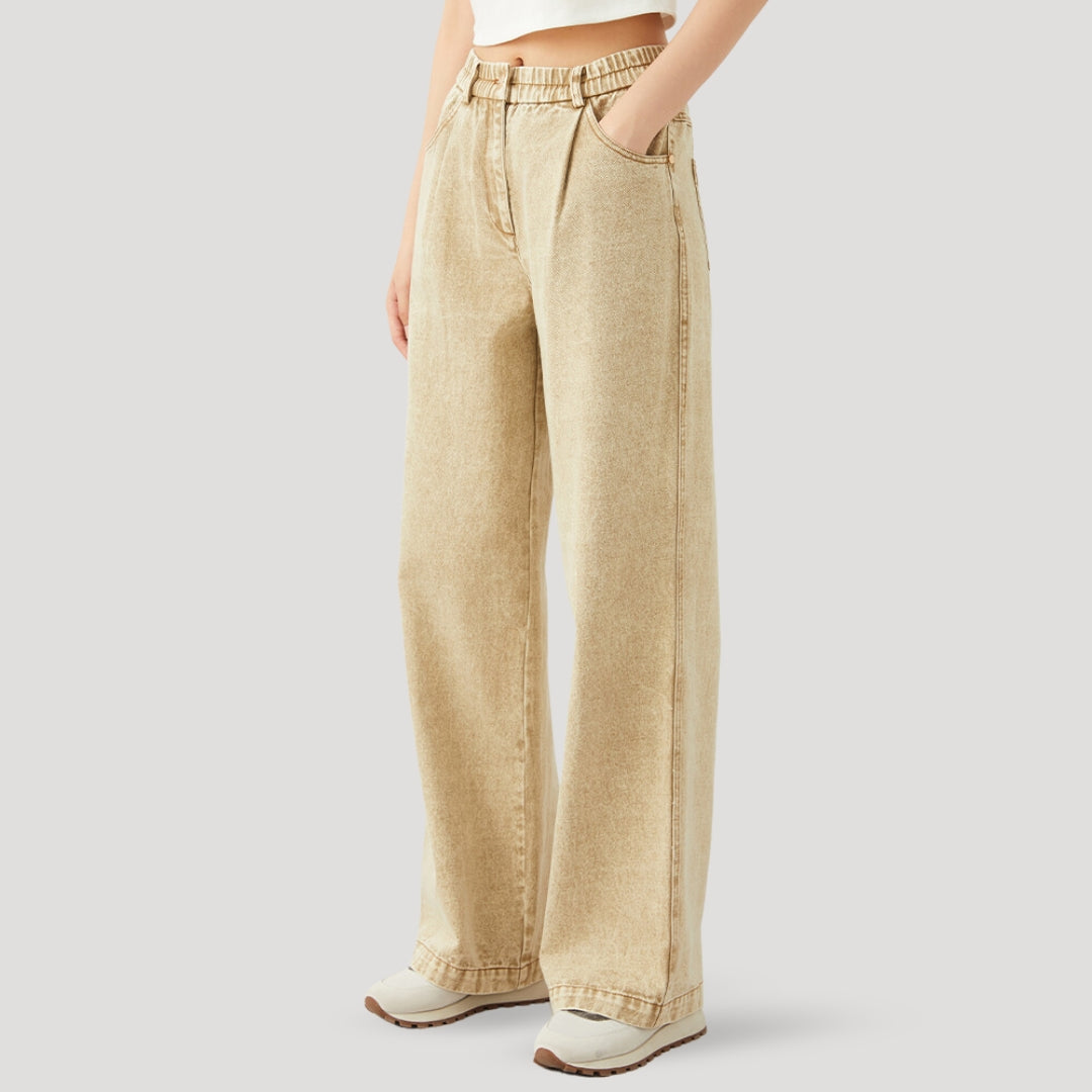 Vaqueros de pierna ancha con cintura elástica: ajuste cómodo para el día a día 0