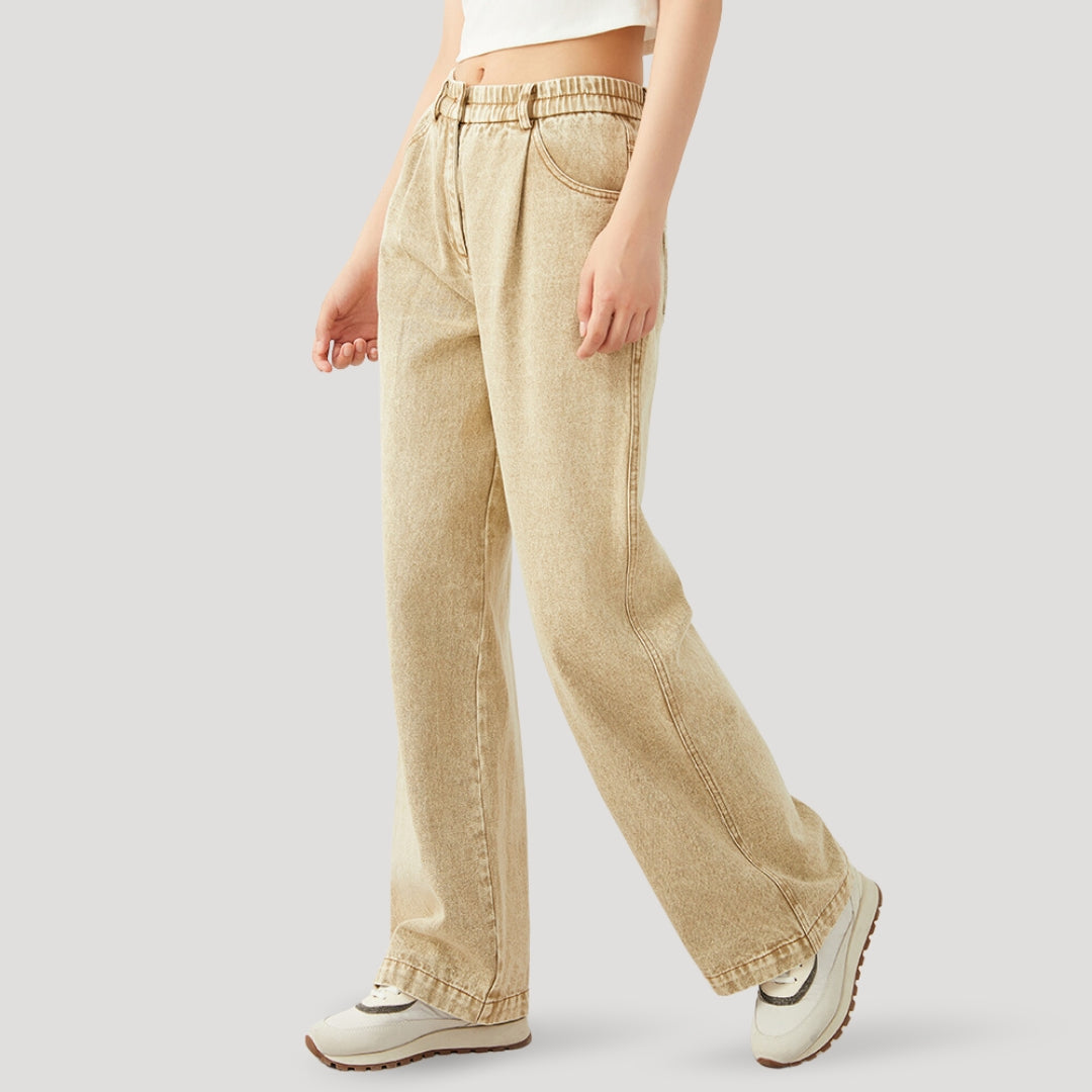 Vaqueros de pierna ancha con cintura elástica: ajuste cómodo para el día a día 3