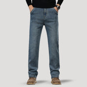 Vaqueros rectos para hombre, corte clásico, lavado medio, para uso diario 0