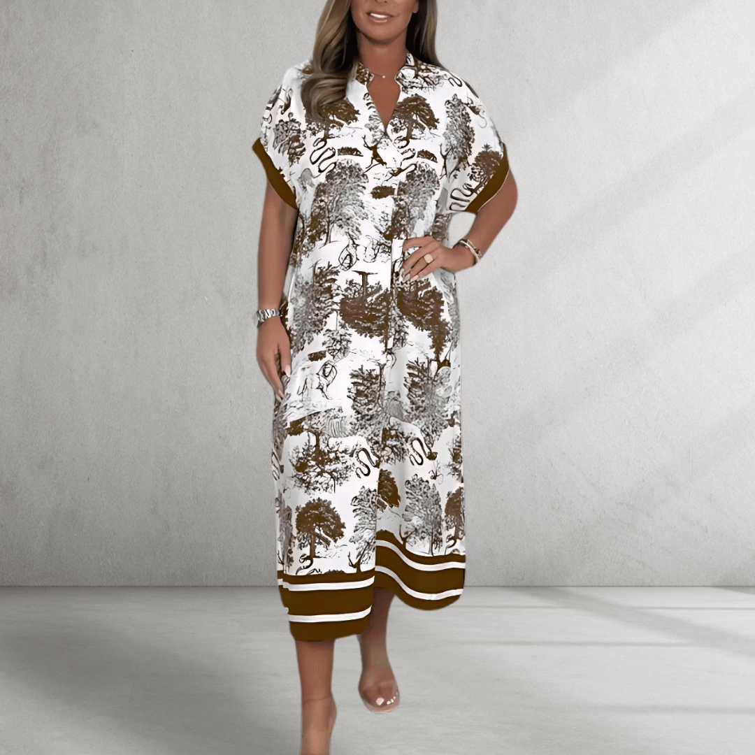 Vestido camisero – Estampado natural – Corte midi relajado 4