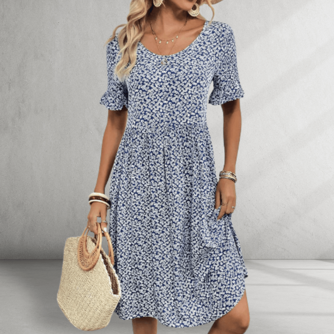 Vestido floral de manga corta para uso diario 0